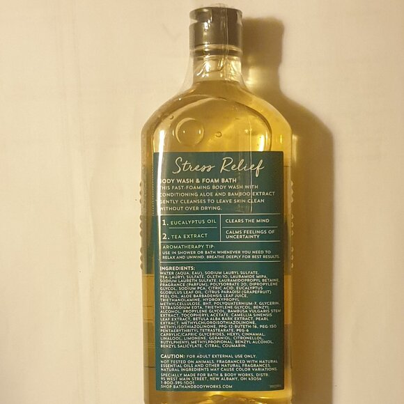 NEW Bath & Body Works Aromatherapy Stress Relief Eucalyptus Tea Body Wash 10 Oz - Picture 2 of 2